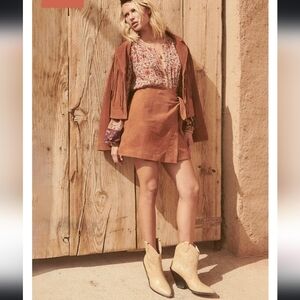 Rider suede wrap mini skirt